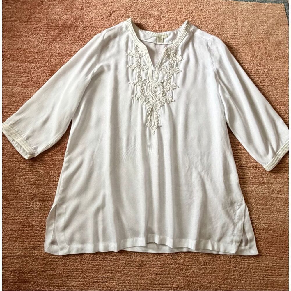 Saint Tropez West White Embroidered Blouse Size 2XL - Picture 1 of 9